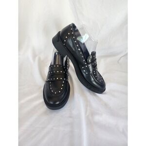Portland Boot Company Black Studded Penny Loafers Women 9 size Edgy Punk Goth
